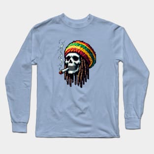 Rastafarian pixel skull Long Sleeve T-Shirt